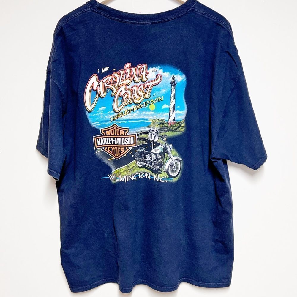 Vintage 2000 Harley Davidson Carolina Coast Blue Tee Shirt Mens Sz 2X Rare